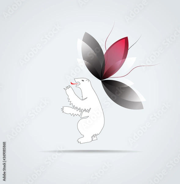 Fototapeta Graphic icon with the coat of arms and flag of Svalbard ( Spitzbergen )