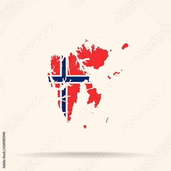 Fototapeta Map of Svalbard in Norway flag colors