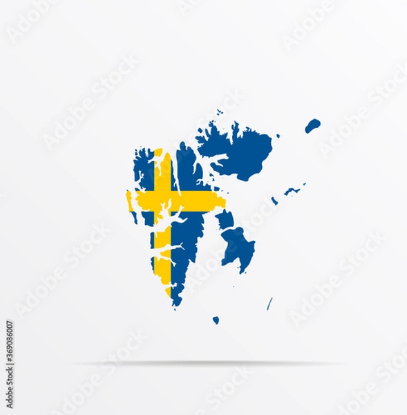 Fototapeta Vector map Svalbard, Spitsbergen, Spitzbergen combined with Sweden flag.