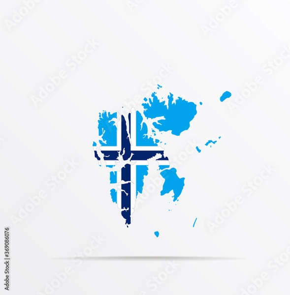 Fototapeta Vector map Svalbard, Spitsbergen, Spitzbergen combined with Svalbard flag.
