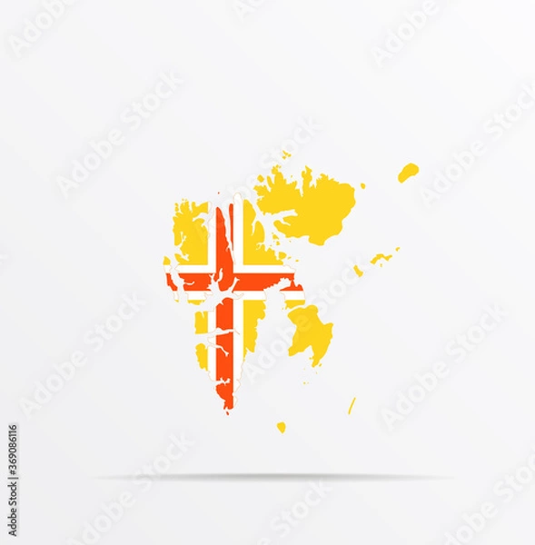 Fototapeta Vector map Svalbard, Spitsbergen, Spitzbergen combined with Svalbard flag.