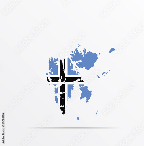 Fototapeta Vector map Svalbard, Spitsbergen, Spitzbergen combined with Svalbard flag.
