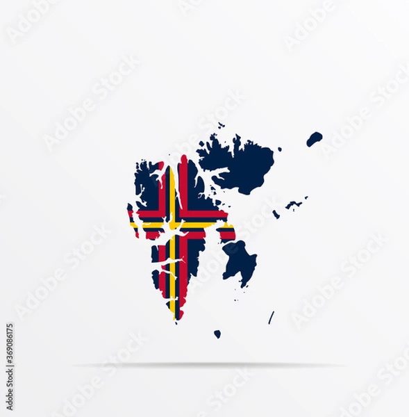 Fototapeta Vector map Svalbard, Spitsbergen, Spitzbergen combined with Svalbard flag.