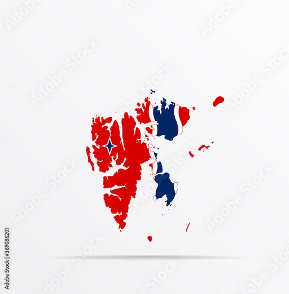 Fototapeta Vector map Svalbard, Spitsbergen, Spitzbergen combined with Svalbard flag.