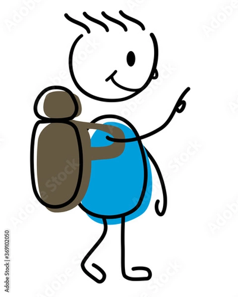 Fototapeta Comic style Bergsteiger Strichmännchen. Veränderbar und anpassbar für verschiedene Anwendungen. Für Präsentationen, Plakate oder Logos. 