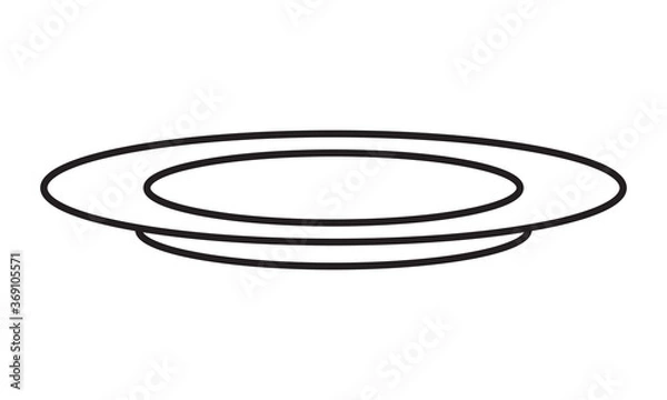 Fototapeta Dinner plate or dishware line art icon for apps or websites