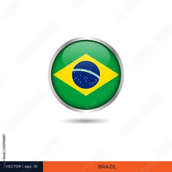 Obraz Brazil round flag vector design.