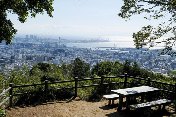 Obraz 摩耶山から見た神戸の街並み