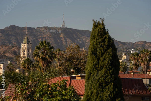 Obraz An evening view of West Hollywood with Hollywood Sign in the background