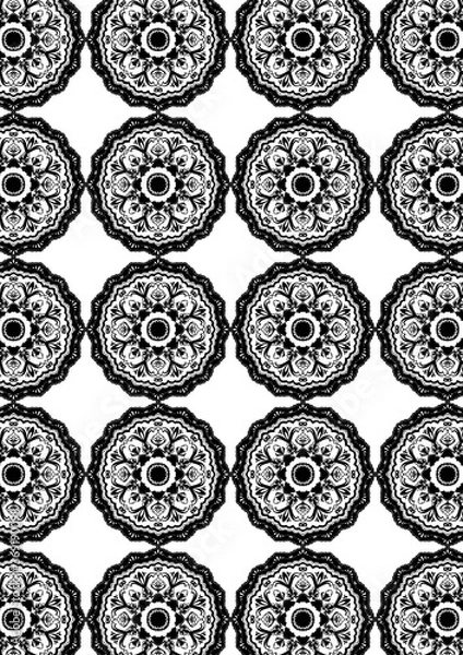 Obraz 花模様パターン05（モノクロ）