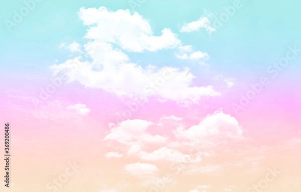 Fototapeta Cloud and sky with a pastel colored background and wallpaper, abstract sky background in sweet color.