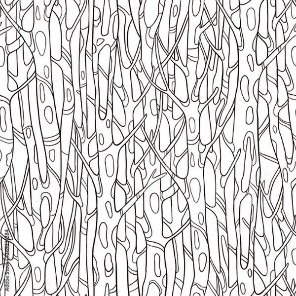 Fototapeta Seamless vector pattern with tree trunks, brunch