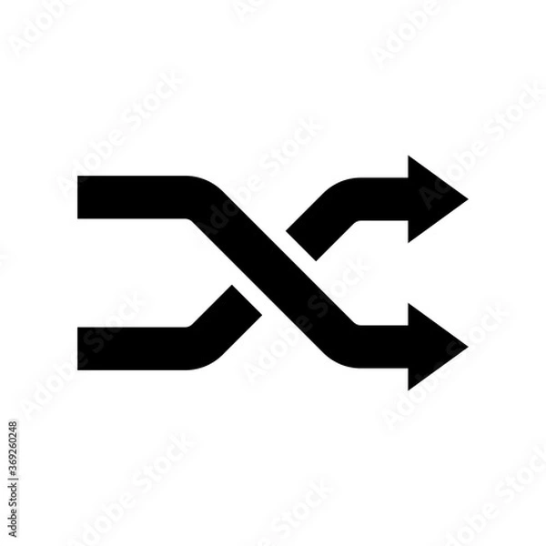 Fototapeta Shuffling icon, change order, random sign - vector music symbol. Intersecting arrows icon. Exchange and turn, cross symbol