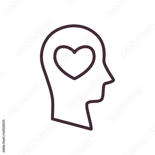 Fototapeta heart in volunteer head line style icon vector design