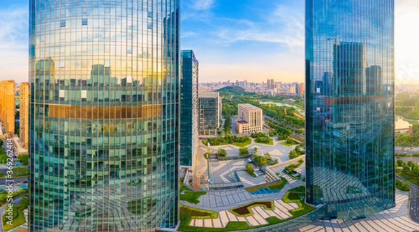 Fototapeta Urban Environment of Qiandeng Lake Park, Foshan City, Guangdong Province, China