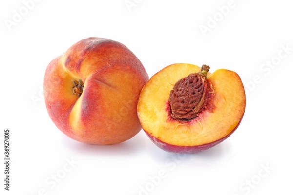Fototapeta Peach and half isolated on white background
