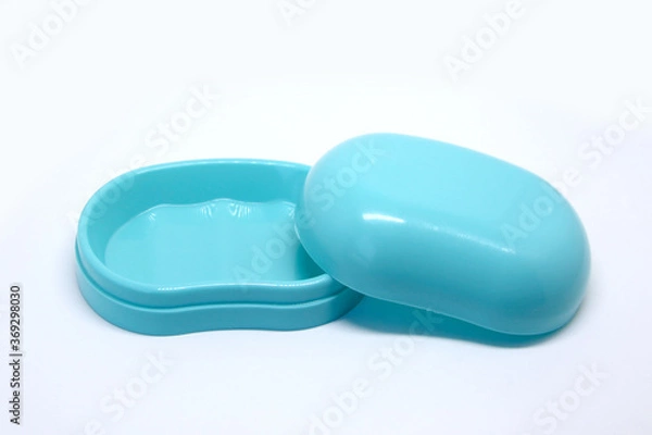 Fototapeta Turquoise plastic soap dish without logo