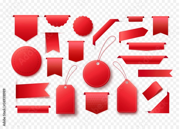 Obraz Collection Of Blank Red Ribbon Banners. Tags And Labels For Any Promotion Design. Vector Illustration