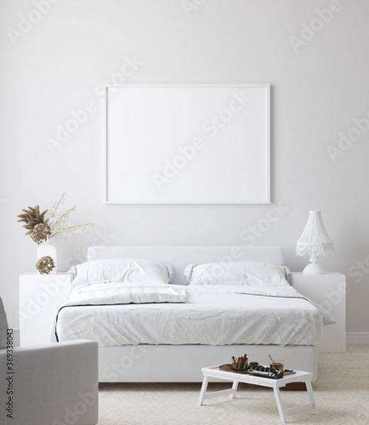 Obraz Makieta plakat w białym tle wnętrza domu, renderowania 3d