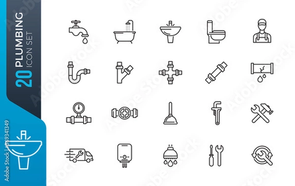 Obraz minimal plumbing icon set