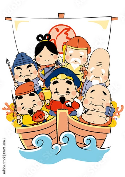 Obraz The Seven Deities of Good Fortune