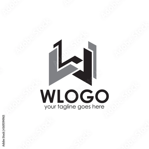 Obraz W letter initial logo design template