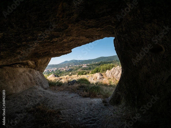 Obraz Cave dwellings near Petilia Policastro. Rock settlements in Calabria. Crotone, Calabria, Italy