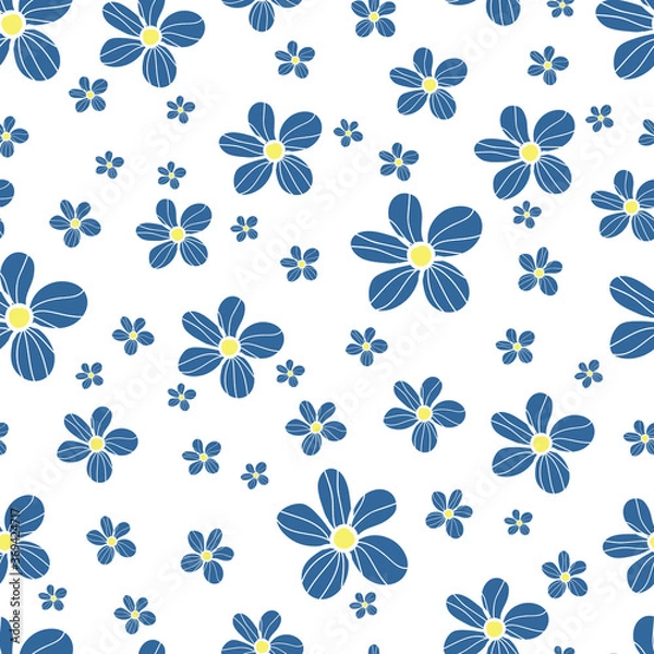Obraz Blue-white daisy flower seamless pattern background