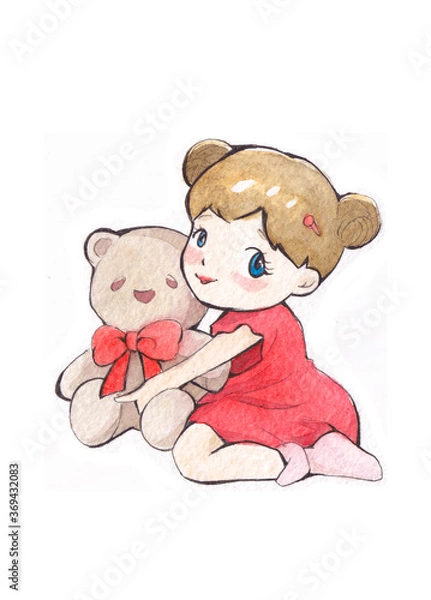 Obraz bear teddy and girl