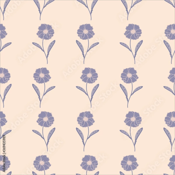 Fototapeta seamless pattern, flowers, vector, freehand drawing