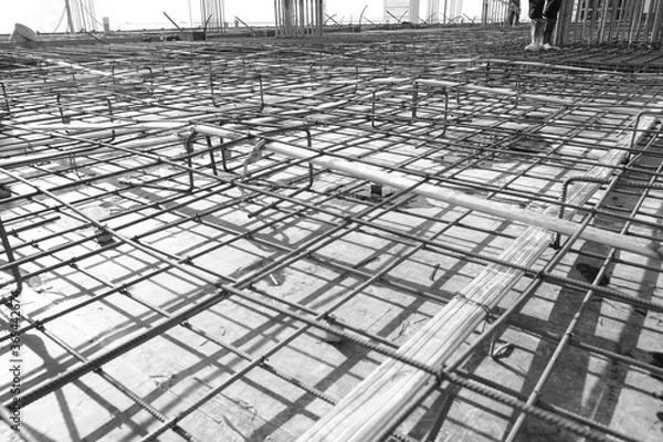 Obraz black and white abstract of under construction multistory building.