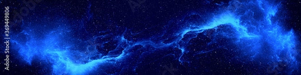 Fototapeta Nebula and stars in night sky web banner. Space background.