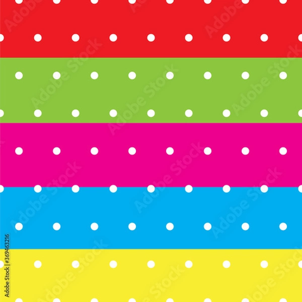 Obraz Polka dot pattern white circles on colorful background. Simple pattern for fabric, textile, wrapper paper. Modern graphic white and black texture design.