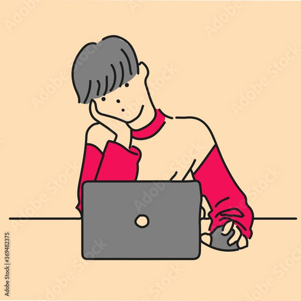 Obraz 在宅ワークの男性