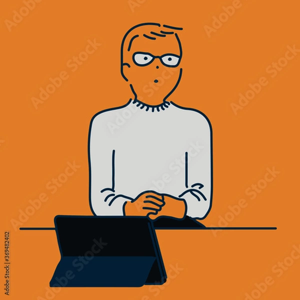 Obraz 在宅ワークの男性