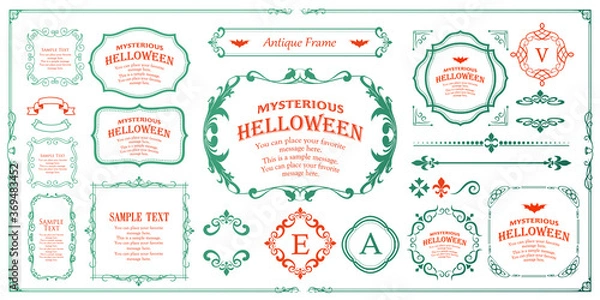 Obraz ハロウィンのフレーム素材、ハッピーハロウィン、パーティー、イベント、装飾素材、ビンテージ、アンティーク、ゴージャス、ラグジュアリー