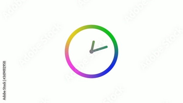 Obraz 4 color counting down clock icon on white background,Clock icon