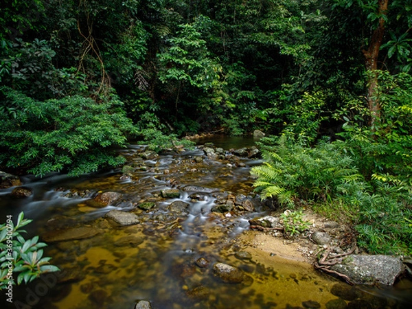 Fototapeta sunset and waterfall