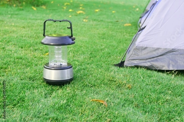 Obraz LED lamp on green grass