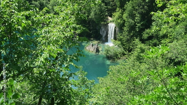 Obraz waterfall over lake