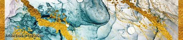Fototapeta Golden swirl, tropical colors- beautiful painting. ART&GOLD. Masterpiece of designing art, exotic paper texture. Oriental pattern, ancient drawing. Popular trendy artistic design.