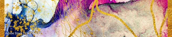 Fototapeta Golden swirl, tropical colors- beautiful painting. ART&GOLD. Masterpiece of designing art, exotic paper texture. Oriental pattern, ancient drawing. Popular trendy artistic design.