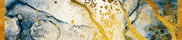 Fototapeta Golden swirl, tropical colors- beautiful painting. ART&GOLD. Masterpiece of designing art, exotic paper texture. Oriental pattern, ancient drawing. Popular trendy artistic design. 