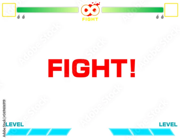 Obraz 架空の格闘ゲーム風　壁紙フレーム背景素材 顔枠あり ファイト