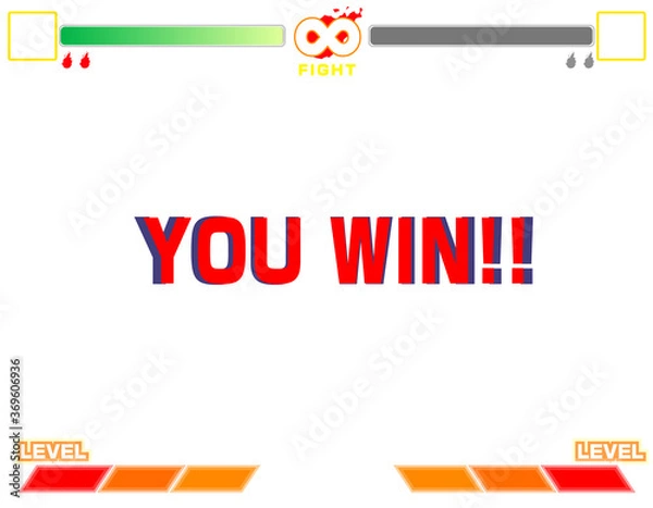 Obraz 架空の格闘ゲーム風　壁紙フレーム背景素材 顔枠あり 右ピンチ 勝利