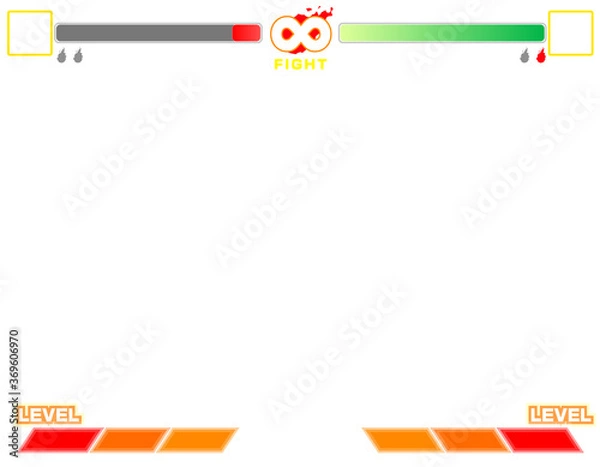 Obraz 架空の格闘ゲーム風　壁紙フレーム背景素材 顔枠あり 左ピンチ