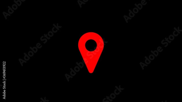 Fototapeta red map pointer on black background