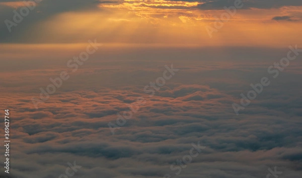 Obraz Fog with mountains, beautiful sunrise at Phu thap berk, Phetchabun, Thailand. August 2020. 