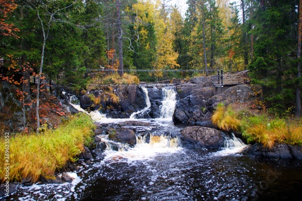 Obraz waterfall in autumn forest