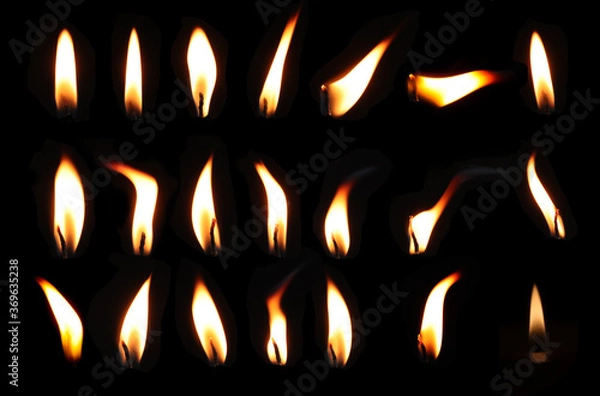 Obraz candle flame set isolated in black background